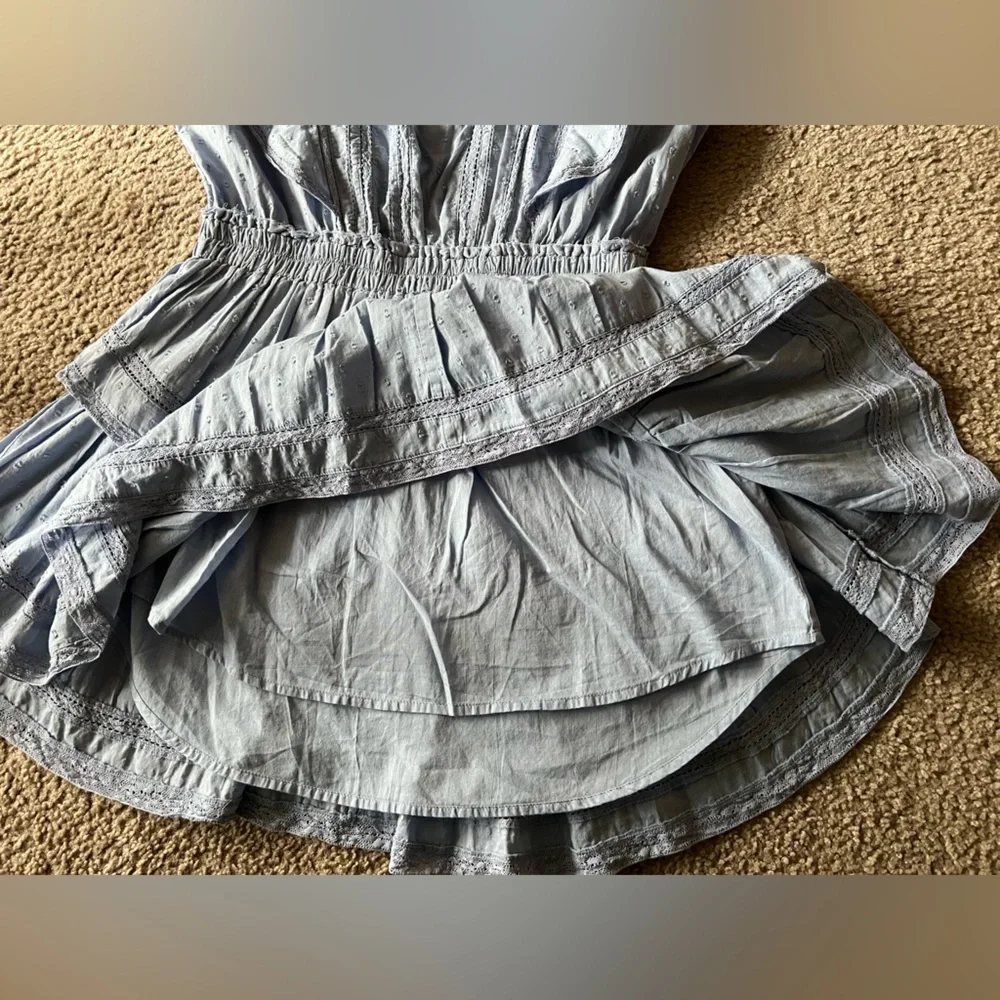 Love Shack Fancy Natasha Dress in Heather Blue Sz M NWT Ruffle Tiered